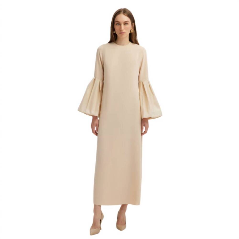 NEW TOUCHE PRIVE taffeta sleeve detailed maxi dress in cream